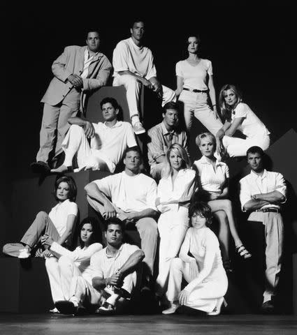 <p>20th Century Fox Television/Fotos International/Getty</p> Promotional portrait of the cast of the TV series, 'Melrose Place', in 1996.