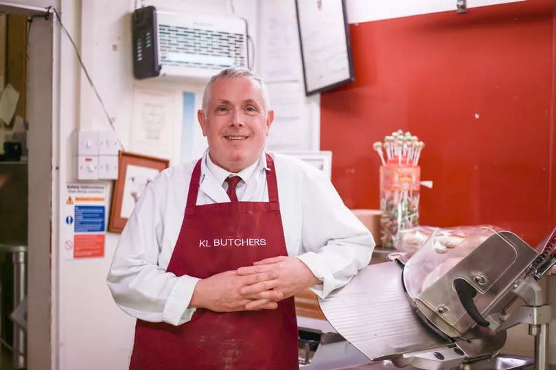 Butcher, Karl Leach who has worked in Heywood for decades