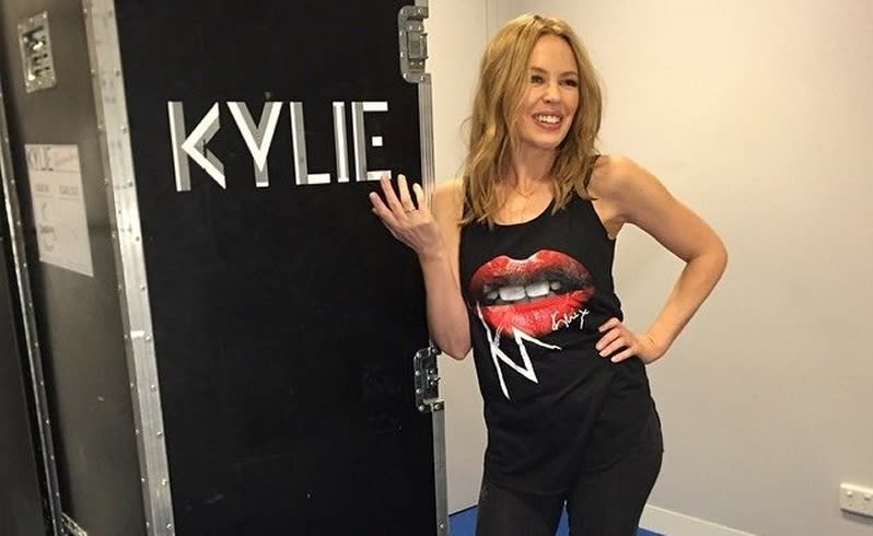 Kylie Minogue backstage at Perth Arena. Picture: Kylie Minogue/ Instagram