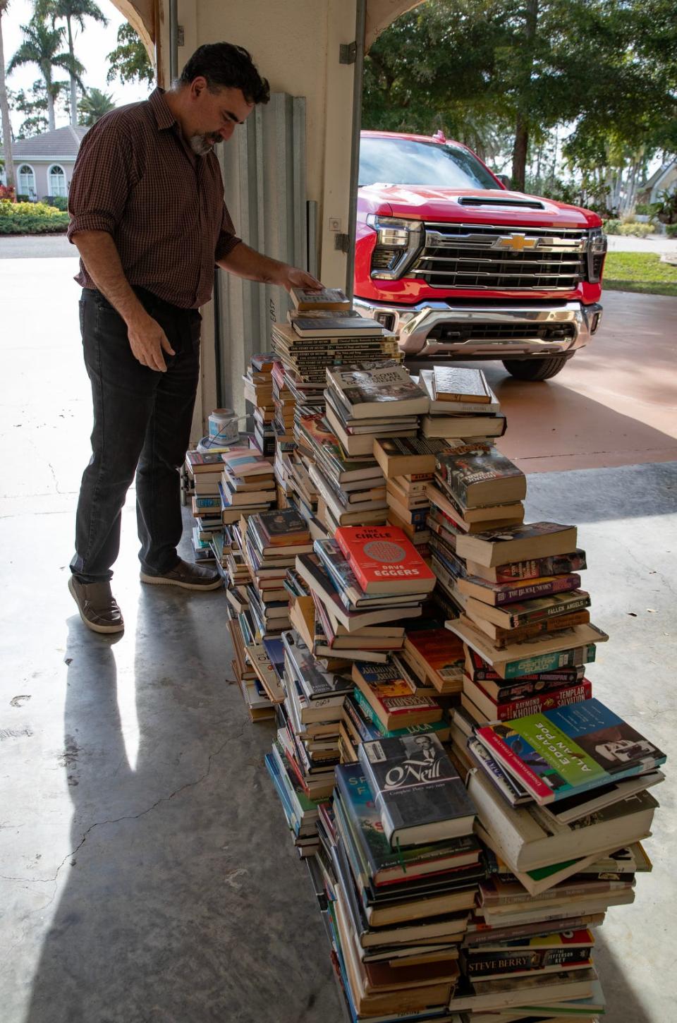 Michael Andoscia, a former teacher at North Fort Myers high school, resigned his position of 8 years after the school removed his in-class library consisting of over 600 books. He has most of the books currently stored in his garage at his Fort Myers home.