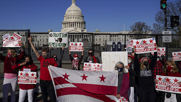 District of Columbia residents rally for statehood near the U.S. Capitol on March 22, 2021. / Credit: Drew Angerer/Getty Images