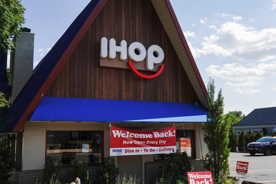 NEW YORK, UNITED STATES - 2020/07/04: IHOP logo seen at one of their restaurants. (Photo by John Nacion/SOPA Images/LightRocket via Getty Images)