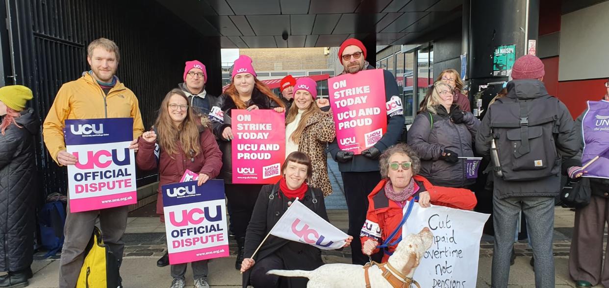 UCU members on the picket line at Napier University in Edinburgh (UCU/PA)