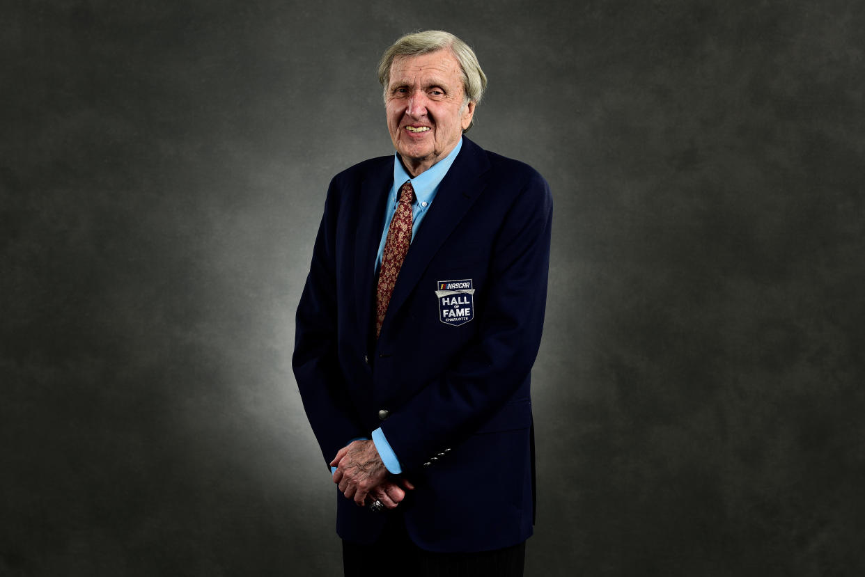 CHARLOTTE, NC - JANUARY 19:  NASCAR Hall of Fame inductee Ken Squier poses for a portrait during the NASCAR Hall of Fame Induction Ceremony at Charlotte Convention Center on January 19, 2018 in Charlotte, North Carolina.  (Photo by Jared C. Tilton/Getty Images)