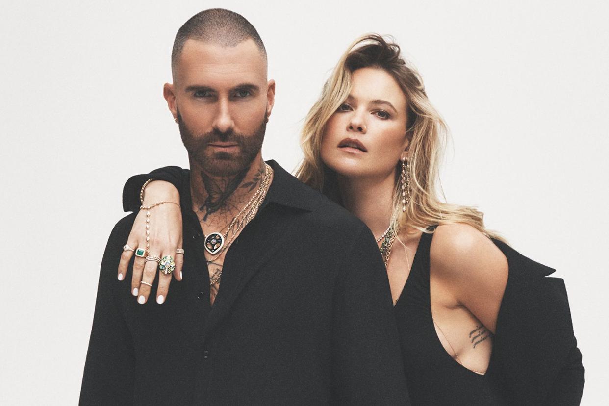 <p>Jacquie Aiche</p> Adam Levine and Behati Prinsloo