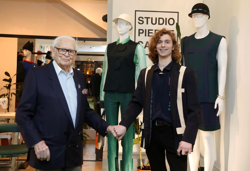 Designer Pierre Cardin attends a fashion collection presentation at his Studio Pierre Cardin in Paris