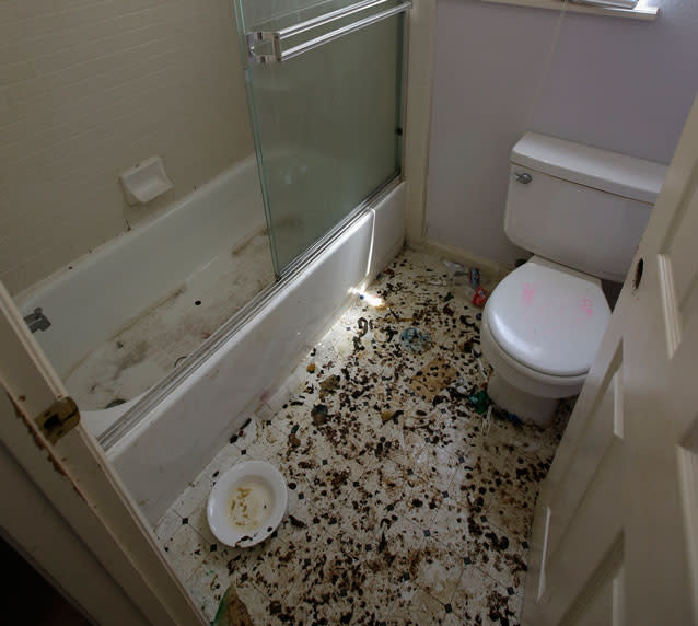 Police allege faeces were found on the floor of the home. Pictured: Bathroom inside the house. Source: AAP