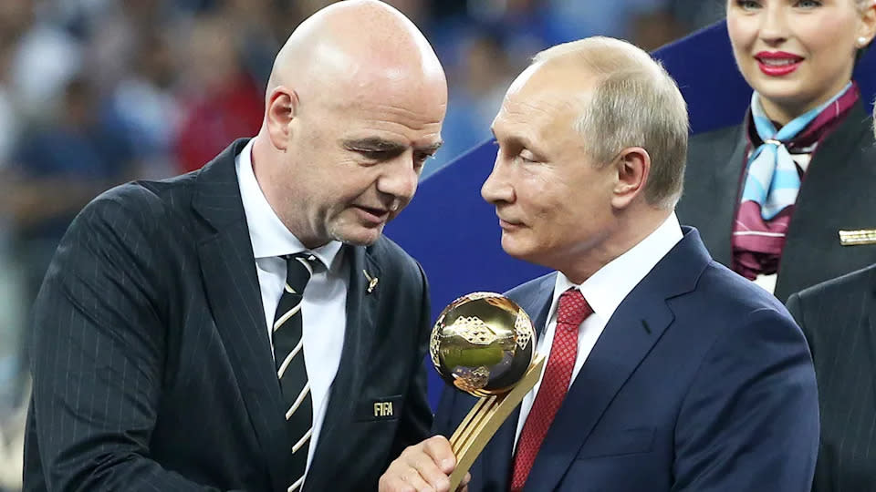 FIFA President Gianni Infantino (pictured left) and Russian President Vladimir Putin (pictured right) during the last FIFA World Cup. (Getty Image)
