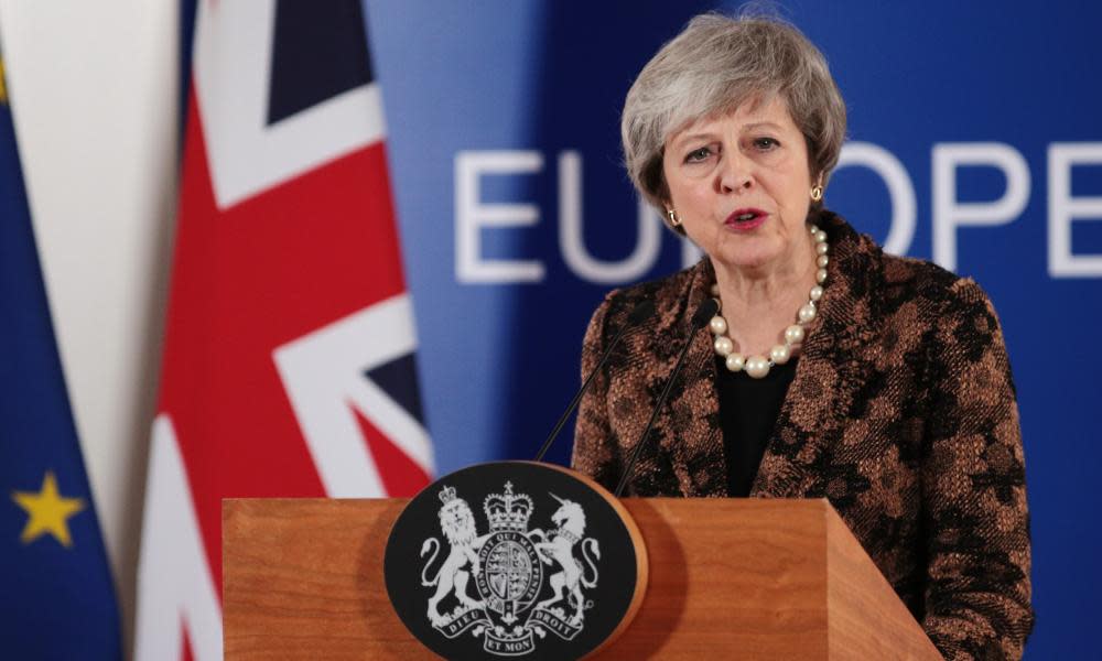 Theresa May at the European Council during the EU summit on 14 December.