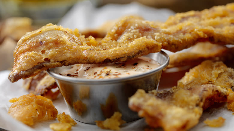 Beer battered deep-fried bacon