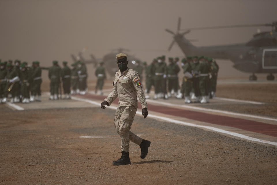 A Senegalese soldier takes part in the African Lion military exercise, in Tantan, south of Agadir, Morocco, Friday, June 18, 2021. The U.S.-led African Lion war games, which lasted nearly two weeks, stretched across Morocco, a key U.S, ally, with smaller exercises held in Tunisia and in Senegal, whose troops ultimately moved to Morocco. (AP Photo/Mosa'ab Elshamy)