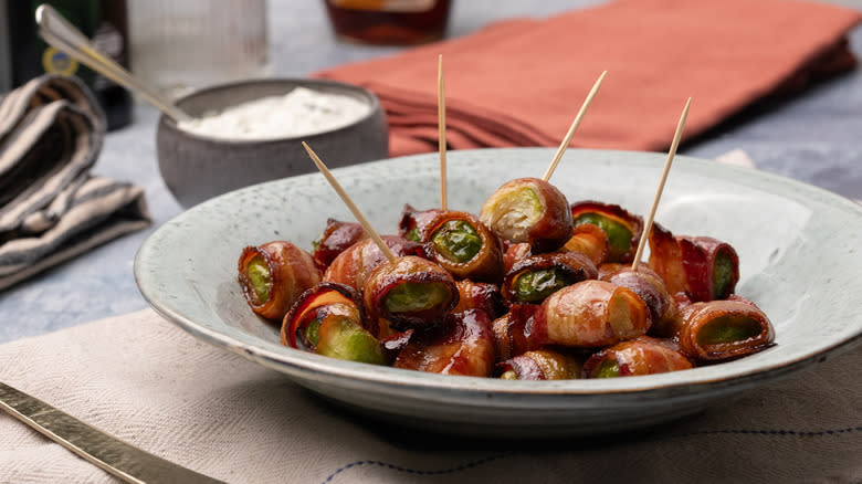 bacon-wrapped balsamic Brussels sprouts