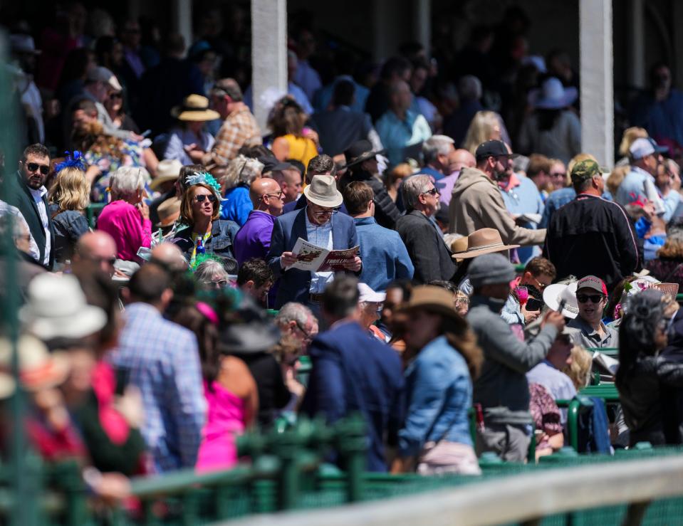 There was a sizable crowd for 502'sday at Churchill Downs during Kentucky Derby week May 2, 2023, in Louisville, Ky. 
