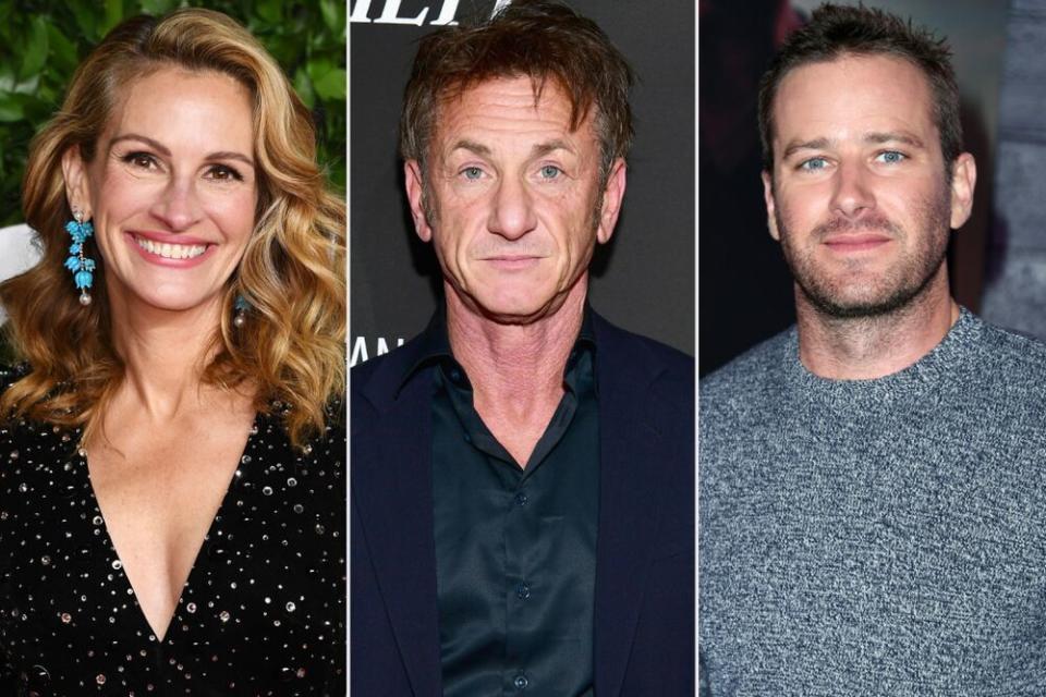 Julia Roberts, Sean Penn and Armie Hammer | Jeff Spicer/BFC/Getty; Emma McIntyre/Getty; Jon Kopaloff/Getty