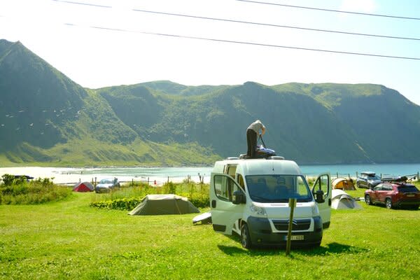 Sara Bjurbäck and Jonathan Strömberg spend about half their time living out of a less-than 75-square-foot camper van.