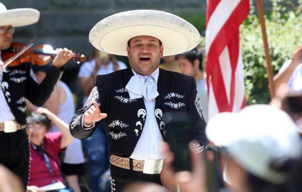 Mariachi Juvenil Colotlán performed during the Memorial Day ceremony at Courthouse Park in Madera on May 29, 2023.