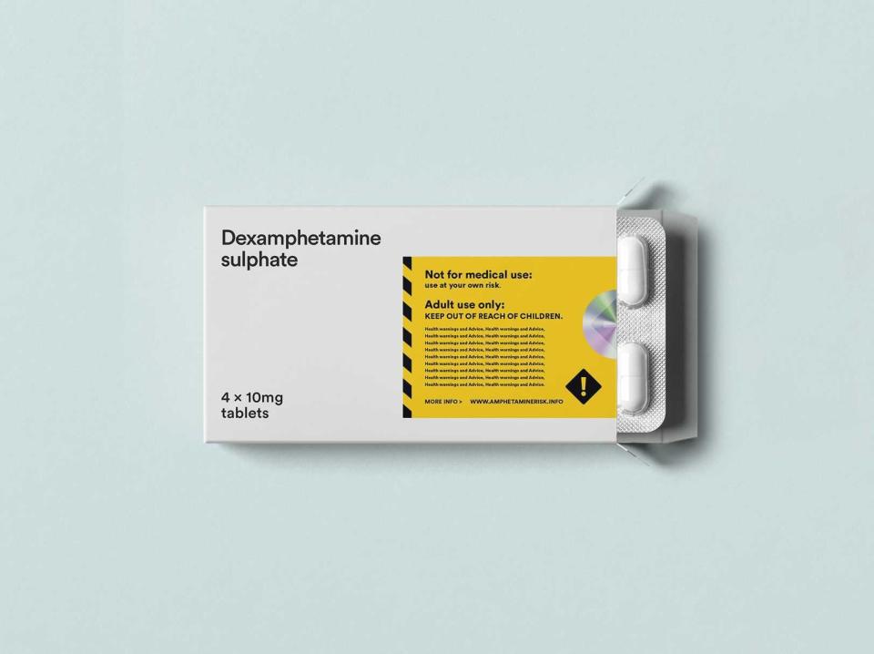 Mock packaging for legally-sold amphetamine, advocated by Transform charityTransform