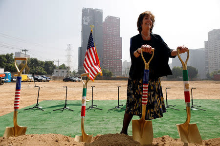 U.S. Ambassador to Mexico Roberta S. Jacobson attends a ceremony to place the first stone of the new U.S. Embassy in Mexico City, Mexico February 13, 2018. REUTERS/Edgard Garrido