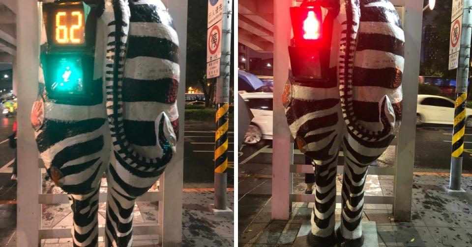 <p>The funny public art is located at the intersection of Civic Blvd. and Dunhua North Rd. (Photos courtesy of Nicola Smith/Twitter)</p>
