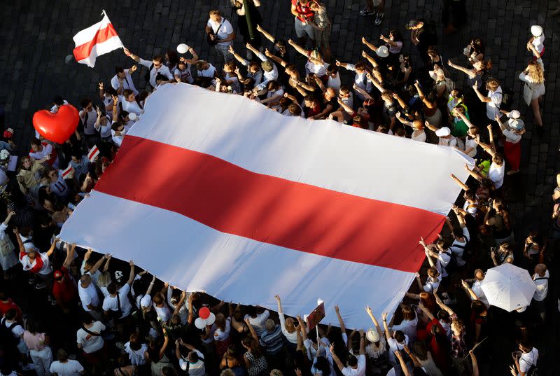 Protest against the results of the Belarusian presidential election, in Prague