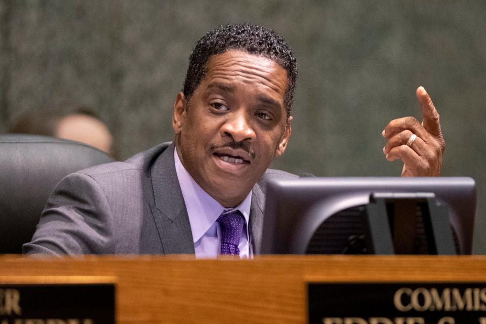 Commissioner Eddie S. Jones, Jr. speaks Monday, Nov. 4, 2019, during a Shelby County Commission meeting at the Vasco A. Smith, Jr. County Administration Building in downtown Memphis.