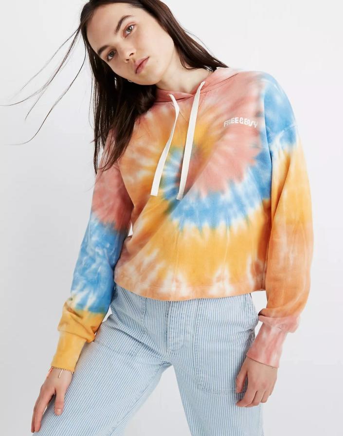 <h3>Madewell x Free & Easy® Tie-Dye Hoodie Sweatshirt</h3><br>2020 will forever be known as the year that <a href="https://www.refinery29.com/en-us/best-womens-loungewear-gifts" rel="nofollow noopener" target="_blank" data-ylk="slk:loungewear" class="link ">loungewear</a> evolved from off-duty to on-repeat. "A tie dye hoodie will become their go-to comfy gear for the upcoming chilly months," says Stardust.<br><br><strong>Madewell</strong> x Free & Easy® Tie-Dye Hoodie Sweatshirt, $, available at <a href="https://go.skimresources.com/?id=30283X879131&url=https%3A%2F%2Fwww.madewell.com%2Fmadewell-x-free-amp%253B-easyreg%253B-tie-dye-hoodie-sweatshirt-AN126.html" rel="nofollow noopener" target="_blank" data-ylk="slk:Madewell" class="link ">Madewell</a>