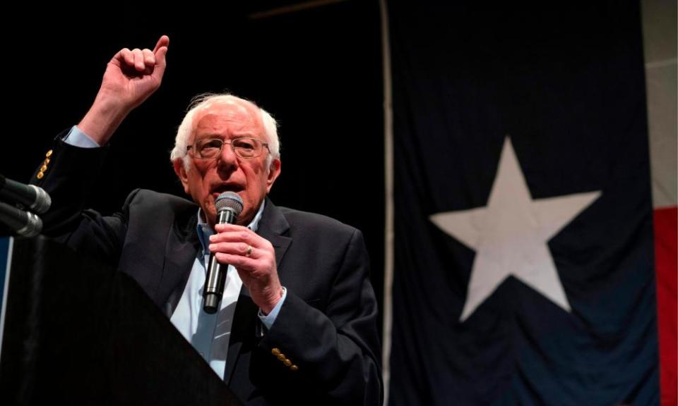 Bernie Sanders speaks at a rally in Texas.