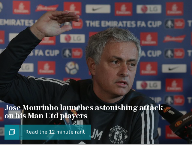 Jose Mourinho launches astonishing attack on his Man Utd players