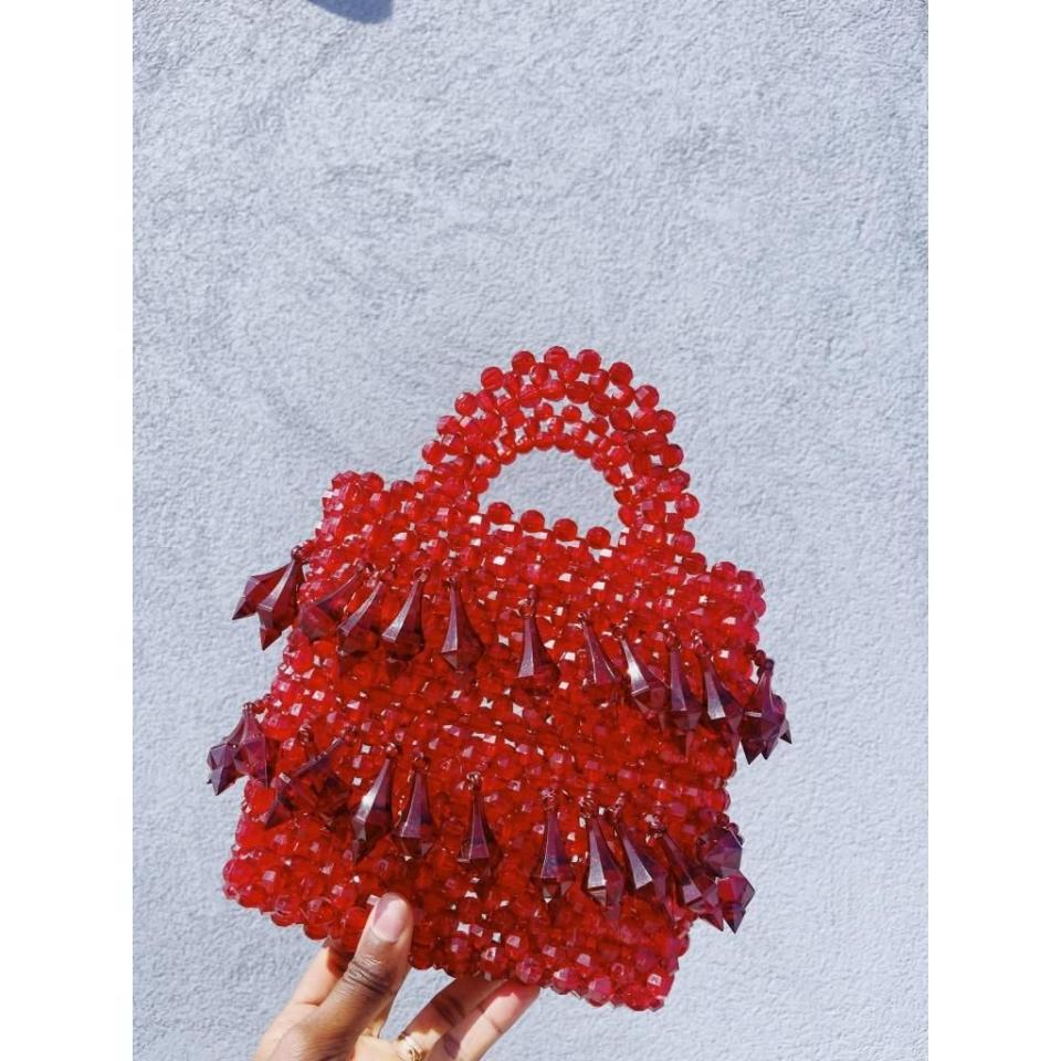 56) The Shakara Bead Bag in Red