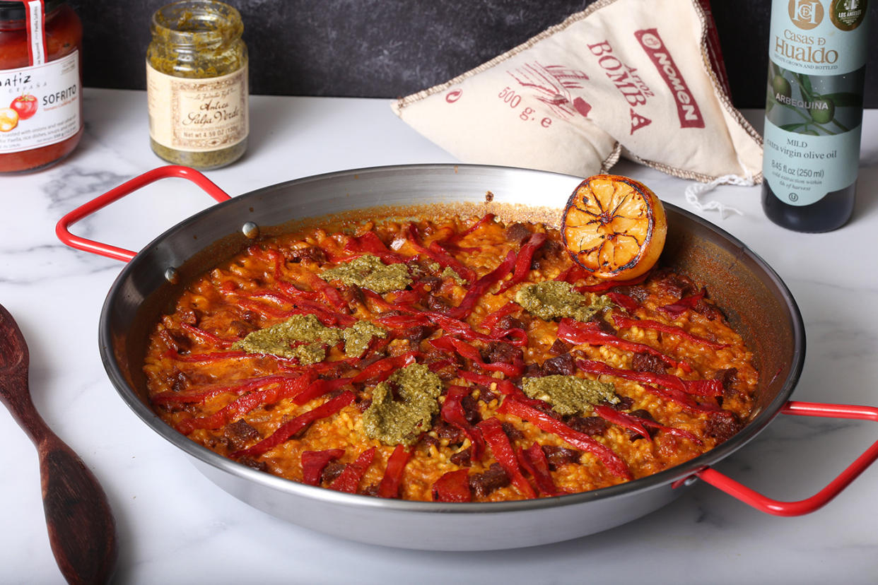 In Boqueria's paella-making class, students can create this stunning meal. (Boqueria)