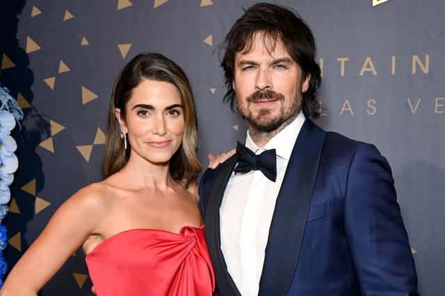 <p>Jon Kopaloff/Getty</p> (L-R) Nikki Reed and Ian Somerhalder attend the Fontainebleau Las Vegas Star-Studded Grand Opening Celebration on December 13, 2023 in Las Vegas, Nevada