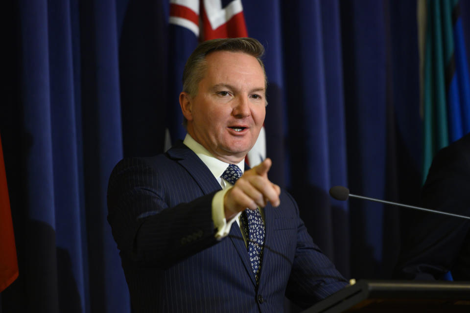 2019 Federal Election: Shadow treasurer Chris Bowen announces the Labor budget costings during a press conference at Parliament House in Canberra