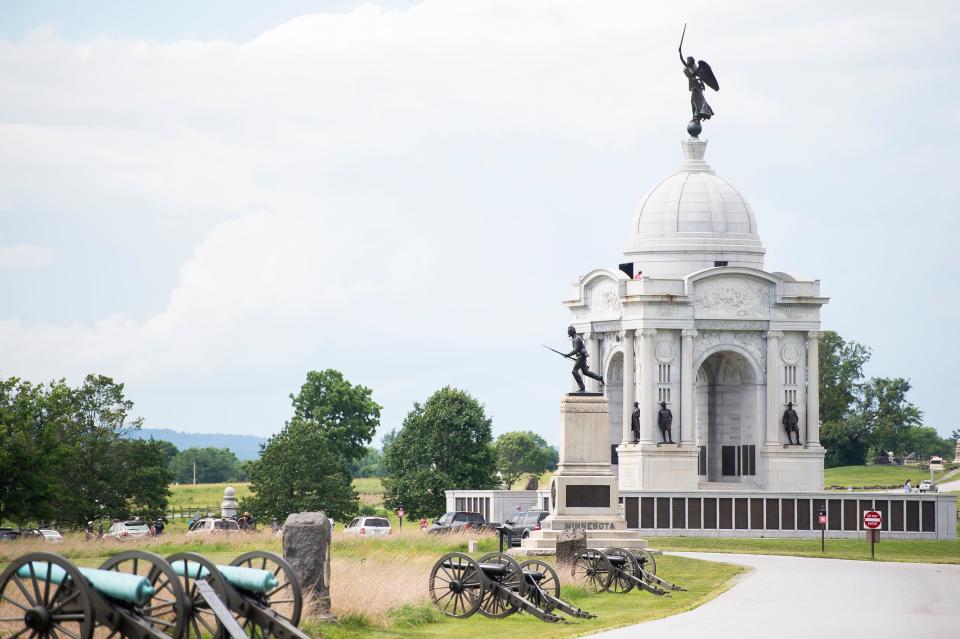 State of Pennsylvania monument. Honors the 34,530 Pennsylvanians who fought at Gettysburg; 1,182 were killed, 3,177 wounded and 860 recorded as missing.