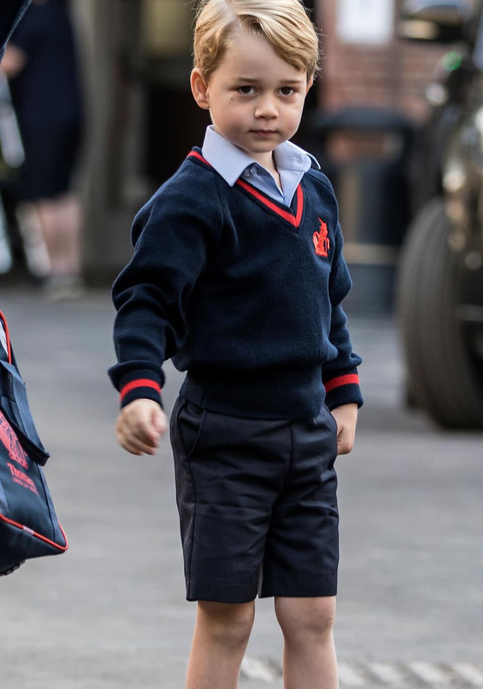 George fit right in at school in his school uniform looking very cute. Source: Getty