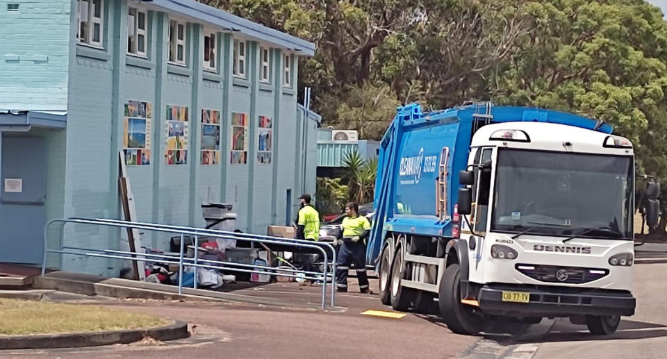 Cleanaway truck removing rubbish from Toukley Community Centre. 