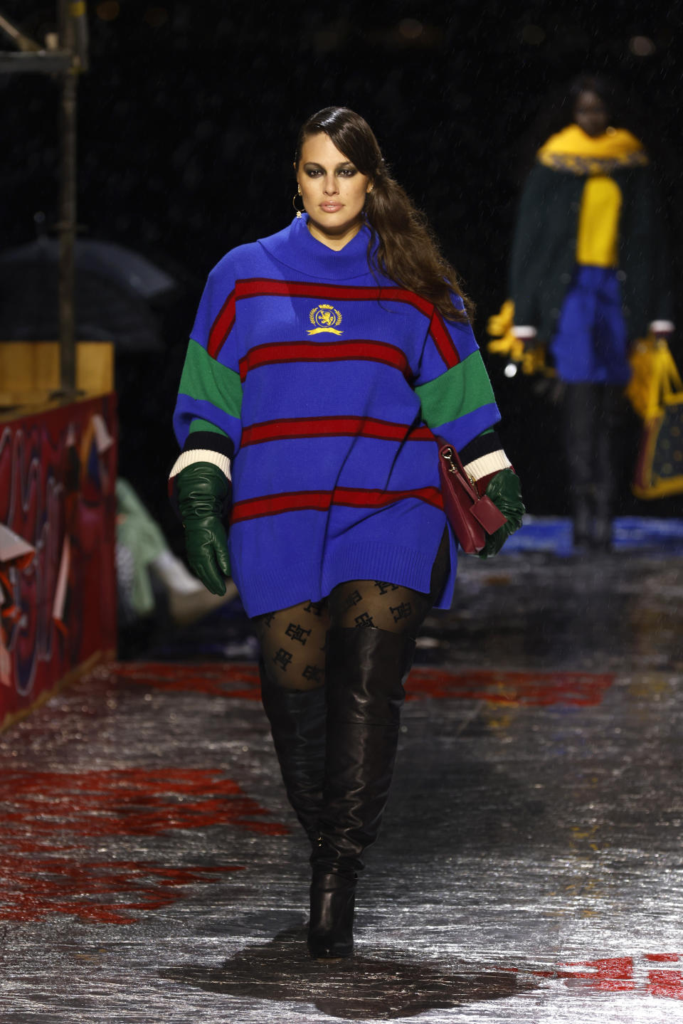 Ashley Graham models during the Tommy Hilfiger Fall 2022 collection during Fashion Week, Sunday, Sept. 11, 2022, in New York. (AP Photo/Jason DeCrow)