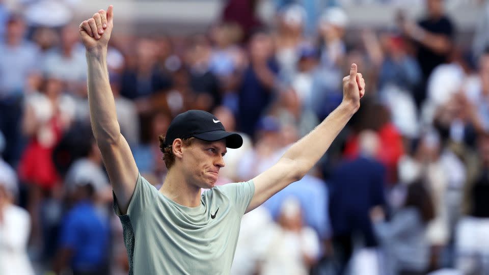 Sinner celebrates after defeating Fritz. - Al Bello/Getty Images