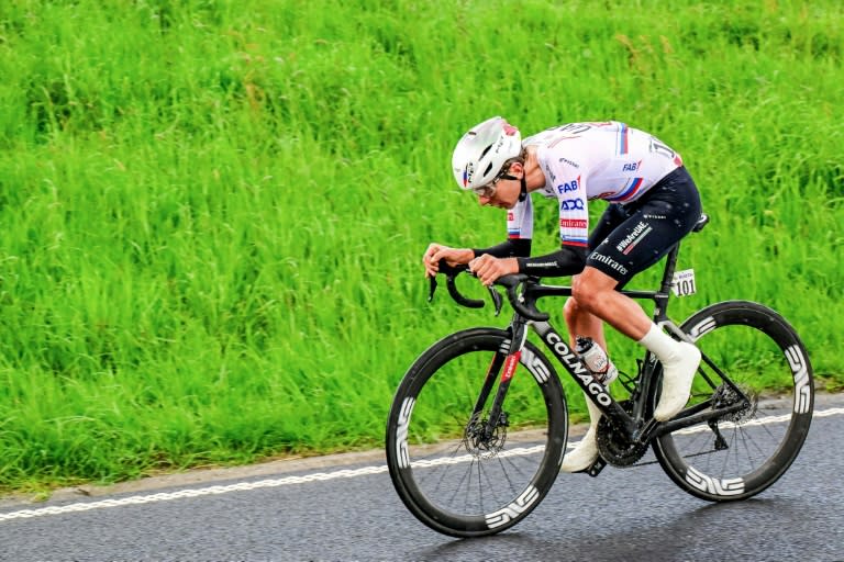 Tadej Pogacar dans Liège-Bastogne-Liège le 21 avril 2024 (DIRK WAEM)