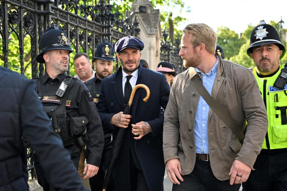 David Beckham leaves Westminster Hall (AFP via Getty Images)