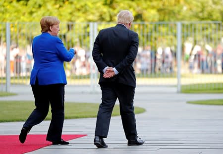 German Chancellor Merkel meets Britain's Prime Minister Johnson at the Chancellery in Berlin