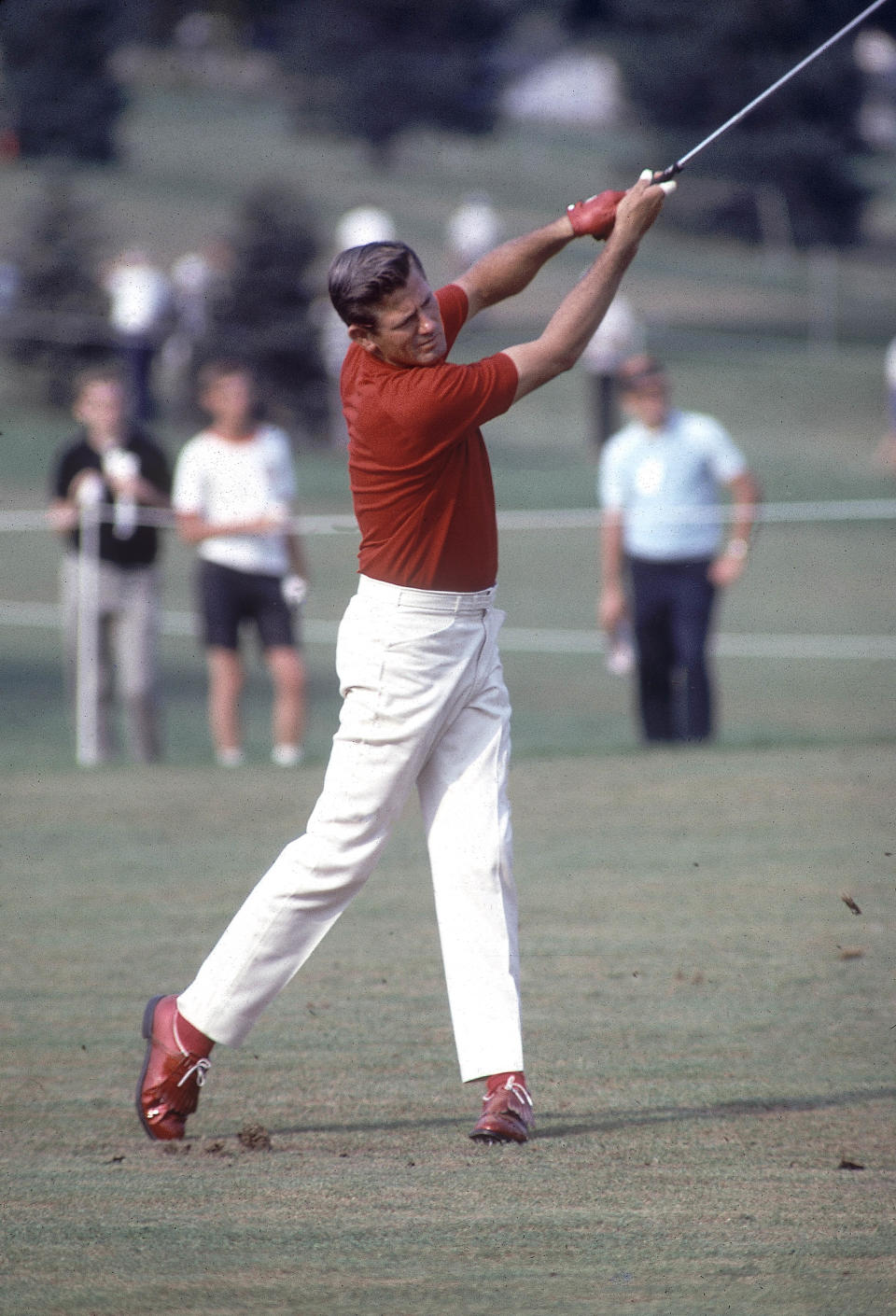 Doug Sanders in action during the 1966 PGA Championship at Firestone Country Club. Mandatory Credit: Malcolm Emmons-USA TODAY NETWORK