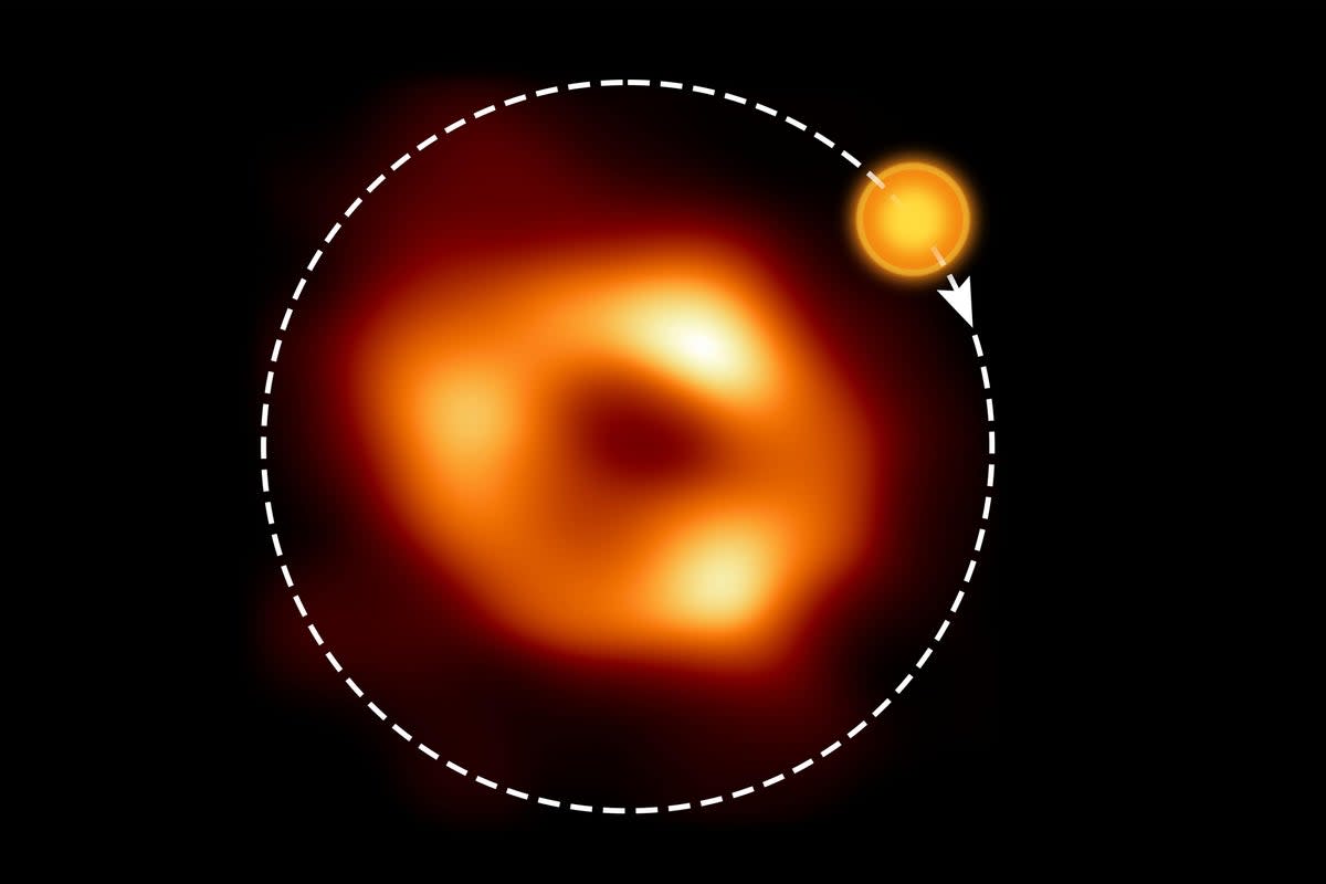 This shows a still image of the supermassive black hole Sagittarius A*, as seen by the Event Horizon Collaboration (EHT Collaboration/ESO/M Kornmesse)