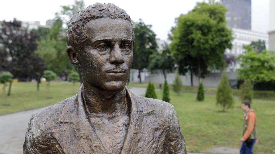 Detalle de la estatua en honor a Gavrilo Princip, en Belgrado.