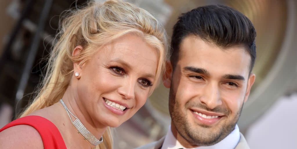 hollywood, california   july 22 britney spears and sam asghari attend sony pictures once upon a time  in hollywood los angeles premiere on july 22, 2019 in hollywood, california photo by axellebauer griffinfilmmagic
