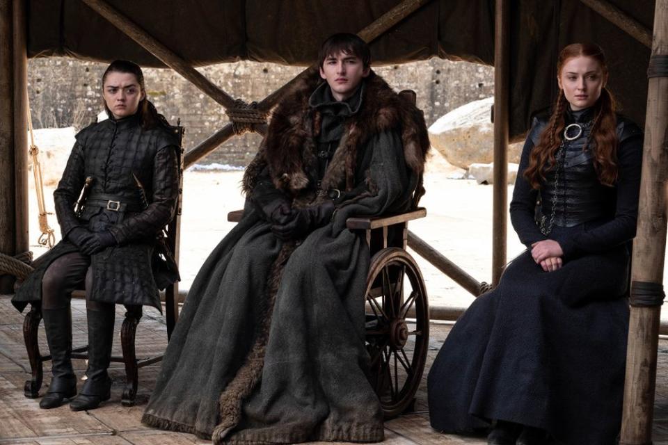 Arya Stark (Maisie Williams), Bran Stark (Isaac Hempstead Wright), Sansa Stark (Sophie Turner) | Macall B. Polay/HBO