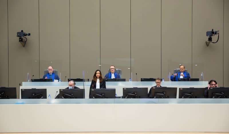 View of the courtroom during the trial of Lord's Resistance Army ex-commander Dominic Ongwen at the International Criminal Court (ICC) in The Hague