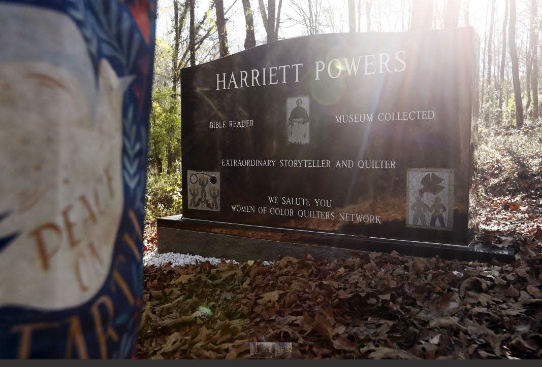 A new grave marker has been placed at the burial site for Harriet Powers.