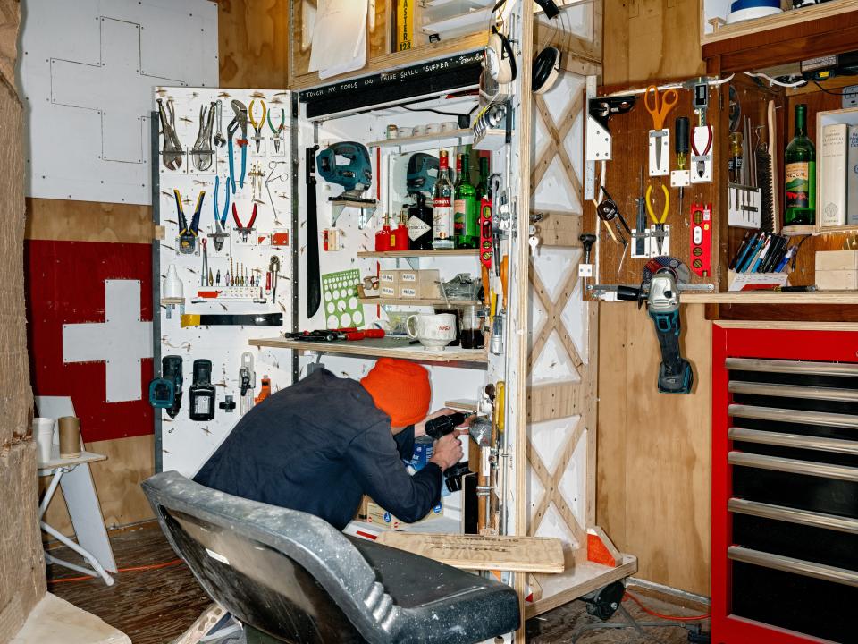 When Tom Sachs and his team send his latest works to Tokyo for the Tea Ceremony exhibition, they’ll also send this mobile workstation.