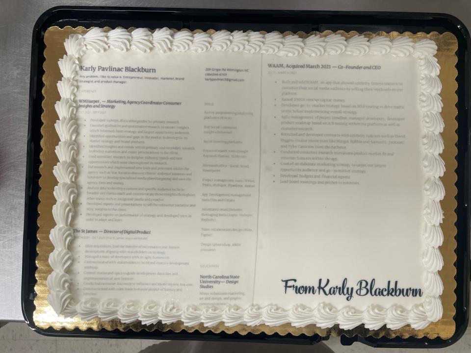 Karly Pavlinac Blackburn resume cake