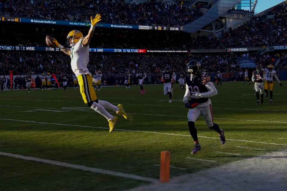 The Green Bay Packers' Christian Watson has scored eight touchdowns in the last four weeks.
